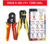 WOZOBUY Wire Terminals Ratcheting Ferrule Crimper Tool HSC8 6-6A/6-4A - 24-10AWG Wire Stripper,Wire Terminals Crimper Kit