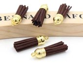 Gold Hat Mini Tassels Korean Velvet Fringed Leather Tassel Pendant DIY Crafts Handmade Jewelry Access keychain Tassel