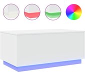 vidaXL Mesa de centro con luces LED 90x50x40 cm Blanco, Negro, Roble Sonoma Mesita de Salón o Comedor o Auxiliar Mesa de Café Meuble Salón