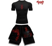 Sacrifice Anime Compression Sportswear Set Fitness Suit for Men Quick Dry Manga Print Rash Guard+Gym Shorts 2PCS Running Workout