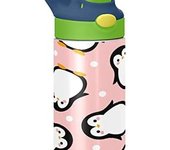 Botella de agua para niños con tapa de paja de acero inoxidable con aislamiento al vacío, taza de viaje con vaso de doble pared, taza térmica, cantimplora de metal