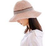 Sombrero de sol de moda para mujer, gorra de paja de verano para mujer, ajustable, Panamá Fedora, ala ancha, UPF 50+, sombrero de playa de paja plegable.