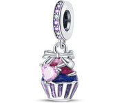 New In Silver-plated Coffee Donut Strawberry Pendant Fit Panora Bracelet&Bangle DIY Beads For Women Birthday Fine Jewelry Gift