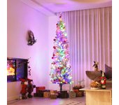 HOMCOM Árbol de Navidad 225 cm Árbol de Navidad Artificial con 220 Luces LED de Dos Colores 519 Ramas Control Remoto y Soporte de Acero Árbol Navideño para Salón Interior Verde