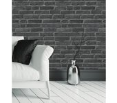 Muestra DIN A4 de Papel pintado vinílico lavable muro ladrillos negro blanco textura relieve 3D - Detroit 454801 de GAULAN