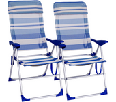 LILI HOME 🌊 Pack 2 Sillones Reclinables Sailor – 5 Posiciones - Estructura de aluminio - 61 x 66 x 110 cm ¡Y más modelos para elegir! Es perfecto para disfrutar de la playa, camping, jardín o terraza con máximo confort. Su diseño ergonómico,