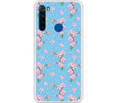 Funda compatible con Xiaomi Redmi Note 8T - Patron flores rosas con fondo azul