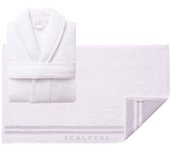 Set de albornoz S-M 100% algodón blanco +  Alfombrilla de baño 50x80cm Scalpers Home