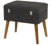 Dcasa Puff arcón maleta tapizado con tela de borreguito gris oscuro de 50x35x46 cm
