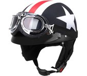 Motorcycle Helmet Half Open Face Retro Vintage Style Moto Casco Capacete Moto Helmet with Visor UV Goggles Motocross Motorbike