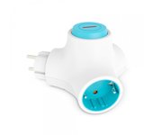 Enchufe modular combinable Molecule KSIX, 2 tomas de corriente, obturador de seguridad, azul