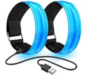 2PCS Rechargeable LED Light Armband, Reflective LED Running Armband, Adjustable Flashing Band Safety LED Light Wristband for Child or Adult