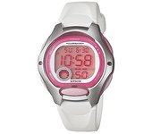 Reloj Casio digital juvenil LW-200-7A correa blanca caucho con detalles rosas LW2007A
