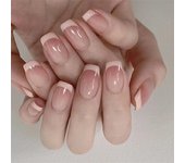 24 Pcs/set Artificial Square Head Short Nail Art Fake Nails Girl Pink White French Removable False Nail Ballerina Press on Nails