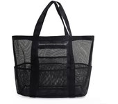 Women's Transparent Mesh Shopping Totes Fashion Light and Versatile Large-capacity Portable Handbag Beach Mesh Bag Shoulder Bag