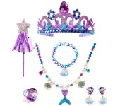 Kids Princess Cosplay Costume Plastic Crystal Tiara Snowflake Jewelry Necklace Earrings Kit Girl Elsa Anna Party Dress Accessory