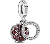 Charm colgante Pandora Doble Disco Rojo Brillante 799186C03 mujer