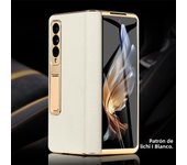 LANGSIDI Leather Case for Samsung Galaxy Z Fold 6 5 4 3 Fold6 Fold5 Gold Plating Magnetic Hinge Stand Cover with Mirror Film