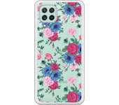 Funda original compatible con Samsung Galaxy A22 4G - Patron flores azules y rojas