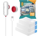 Bolsas de vacío para Viajes, 8 bolsas de almacenamiento combinadas with mini USB Bomb, bolsas de embalaje de ropa para equipamiento y Maleta, bolsas de compresión ahorradoras de Espacio