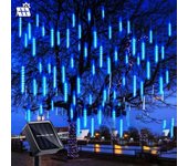 1pc Solar 30cm Meteor Rain String Lights Meteor Shower 8 Tubes 192LEDs,Waterproof Falling Raindrop Fairy Lights