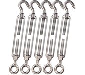 5Pcs Stainless Steel Hook and Eye Tensioners Rope Cable Tension Set Adjustable Garden M4 M5 M6 M8 Wire Tensioner