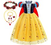 Snow White Princess Classic Girl Cosplay Yellow Luxury Costume Cape Kid Carnival Fairy Tale Party Dress Holiday Gift For Girl