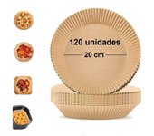 CALA VERDE - Papel Para Freidora de Aire, 120 Piezas  20CM DE BASE  Papel Horno Freidora Aire Cuadrado para 5-8L Freidora de Aire, Papel Pergamino Forro de Papel Desechable, Papel Air Fryer Cuadrado y redondo