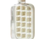 Botella para cubitos de hielo, 2 en 1, sin contacto, con tapa y recipiente, fácil de abrir, vertical, para congelador, uso en casa o en la oficina, viajes al aire libre (800 ml, blanco)