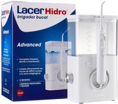 LACER HIDRO - Irrigador Bucal Hidro Advanced con 4 Recambios, Cepillo Eléctrico e Irrigación Bucal, Limpieza Profunda y Masaje de Encías, Limpia Zona Lingual y Subgingival, 10 Niveles de Presión, Blanco