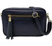 Bolso de hombre mujer de cuero genuine, bandoleras Mujer Pequenas, adjustable Y 2 bolsos con Cremallera, Italian artesania JOY Azul