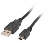 CABLE USB LANBERG 2.0 MACHO/MINI USB MACHO FERRITA 1.8M NEGRO
