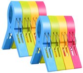 Pinzas para toallas de playa, 8 pinzas grandes para toallas de lavandería, pinzas de plástico de colores brillantes para colchas, tumbonas, sillas de piscina, lavandería