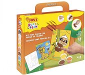 Jovi play & fun kit pinta con arena animals con 8 botes de arena + 1 punzon + 3 laminas con diseños de animales terrestres - colores surtidos