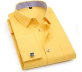 M~6XL Men's French Cuff Dress Shirt 2023 New White Long Sleeve Formal Business Buttons Male Shirts Regular Fit Cufflinks Shirt