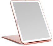 Espejo de maquillaje iluminado recargable por USB de 2000mAh, Pantalla táctil de 3colores