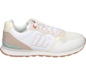 MTNG | Zapatillas Bajas Mustang Joggo Classic para Mujer – Deportivas en Color Blanco con Detalles en Beige – Sneakers con Cordones – Estilo Casual – Cómodas – Versátiles – Modelo 60441