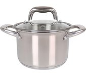 Quttin - Olla de Acero Inoxidable 16cm con Tapa - Colección New Caesar - Apta para Inducción y Todo Tipo de Cocinas - Alta Durabilidad y Resistencia al Calor - Diseño Ergonómico