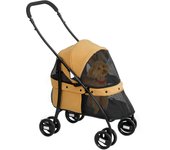 PawHut Carrito para Perros Plegable Cochecito para Mascotas Carrito para Perros Pequeños con Cesta de Almacenaje Capota Ajustable Ventana de Malla y 2 Ruedas Universales 81x48x99 cm