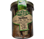 [Pack 2 ud] Sardinas en Aceite de Oliva Virgen Extra Ecológico Pesasur Tarro Vidrio 195 g [2x195 g Total 390 g]