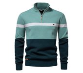 2024 nuevo otoño e invierno tamaño europeo cuello alto suéter de los hombres media cremallera color bloque suéter calidad ropa de los hombres