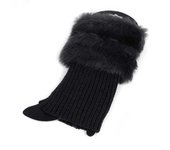 1 Pair Women Winter Autumn Leg Warmers Lady Crochet Knit Fur Trim Leg Boat Socks Thick Women Cuffs Toppers Boot Socks New