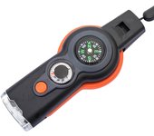 7-in-1 Multifunctional Whistle Outdoor Compass Thermometer LED Light Survival Flashlight Reflector Magnifier Storage Bin