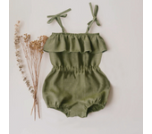 Babero De Verano Para Bebé Niña Conjunto De Lino Y Algodón Unipiece Playsuit Romper Para Niñas Estilo Lindo Y Encantador
