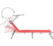 vidaXL Tumbona plegable con techo aluminio y textileno Azul, Negro, Rojo Sillas de Exterior Ideal para jardín, playa, piscina, terraza Tumbona Piscina Tumbonas Playa Tumbonas Jardín Exterior