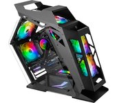 Mars Gaming MC61, Caja PC Gaming Compacta Micro-ATX, Doble Ventana Cristal Templado, Diseño Futurista, Controlador ARGB con Mando a Distancia, 4 Ventiladores Chroma RGB 12cm, Caja PC Negro o Blanco