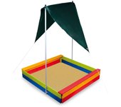 Arenero de madera maciza con toldo para juegos al aire libre y protección solar Small Foot
