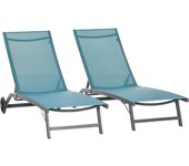 Outsunny Juego de 2 Tumbonas Reclinables de Jardín Sillas de Aluminio para Exteriores con Respaldo Ajustable de 5 Niveles y Ruedas para Playa Piscina 165x66x102 cm