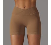 Crossover Waist Women Sport Shorts Yoga Shorts Gym Workout Running High Waist Yoga Shorts Push Up Hip Seamless Fitness Shorts