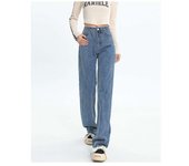 Woman Vintage Wide Leg Jeans Girls High Waist Pants Female Fashion Black Black Grey Retro Blue Light Blue Pink Denim Trousers
